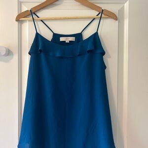 LOFT Teal Ruffle-Trim Spaghetti Strap Camisole